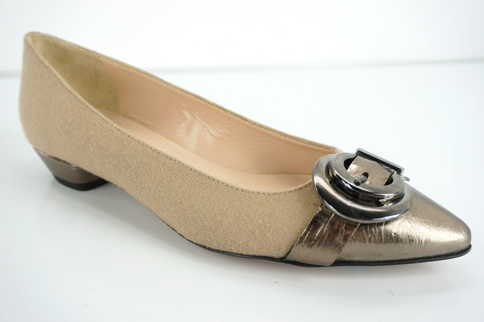 Claudia Ciuti Nude Thea Buckle Cap Pointed Low Heels Pumps Size 7 New $300