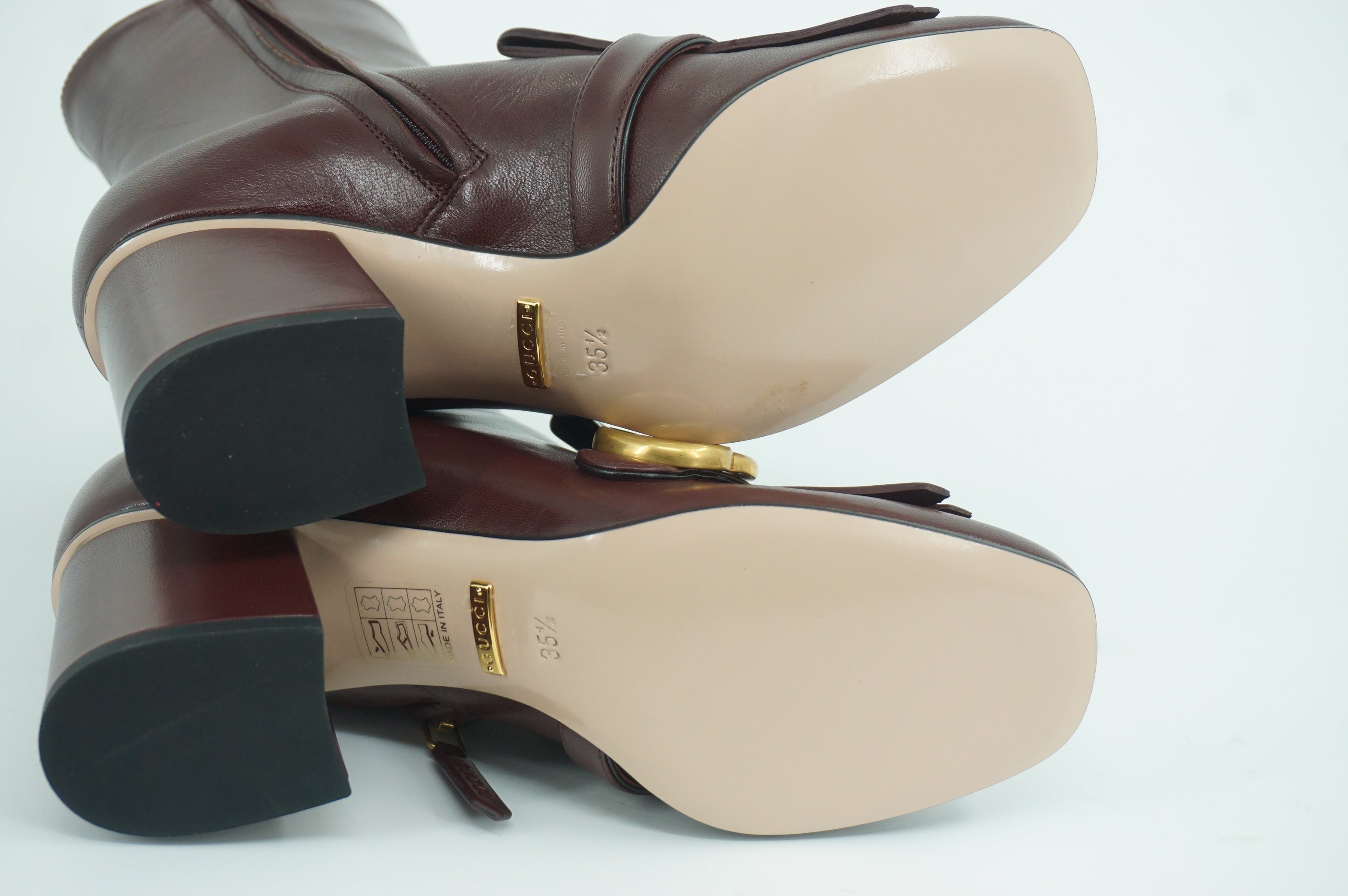 Gucci Marmont GG Kiltie Fringe Leather Ankle Boots Pumps SZ 35.5 NIB Logo $1250