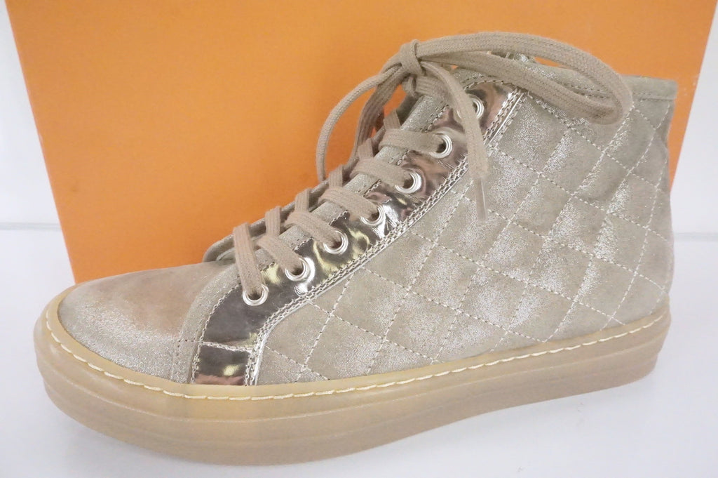 Attilio Giusti Leombruni Quilted Suede Ginger High Top Sneaker Size 38.5 NIB AGL