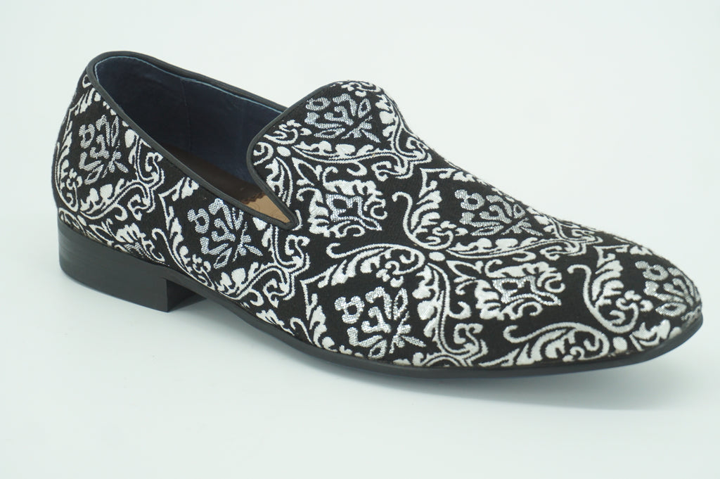 Robert Graham Gibbons Smoking Slipper Loafer embossed black Silver SZ 11 $258