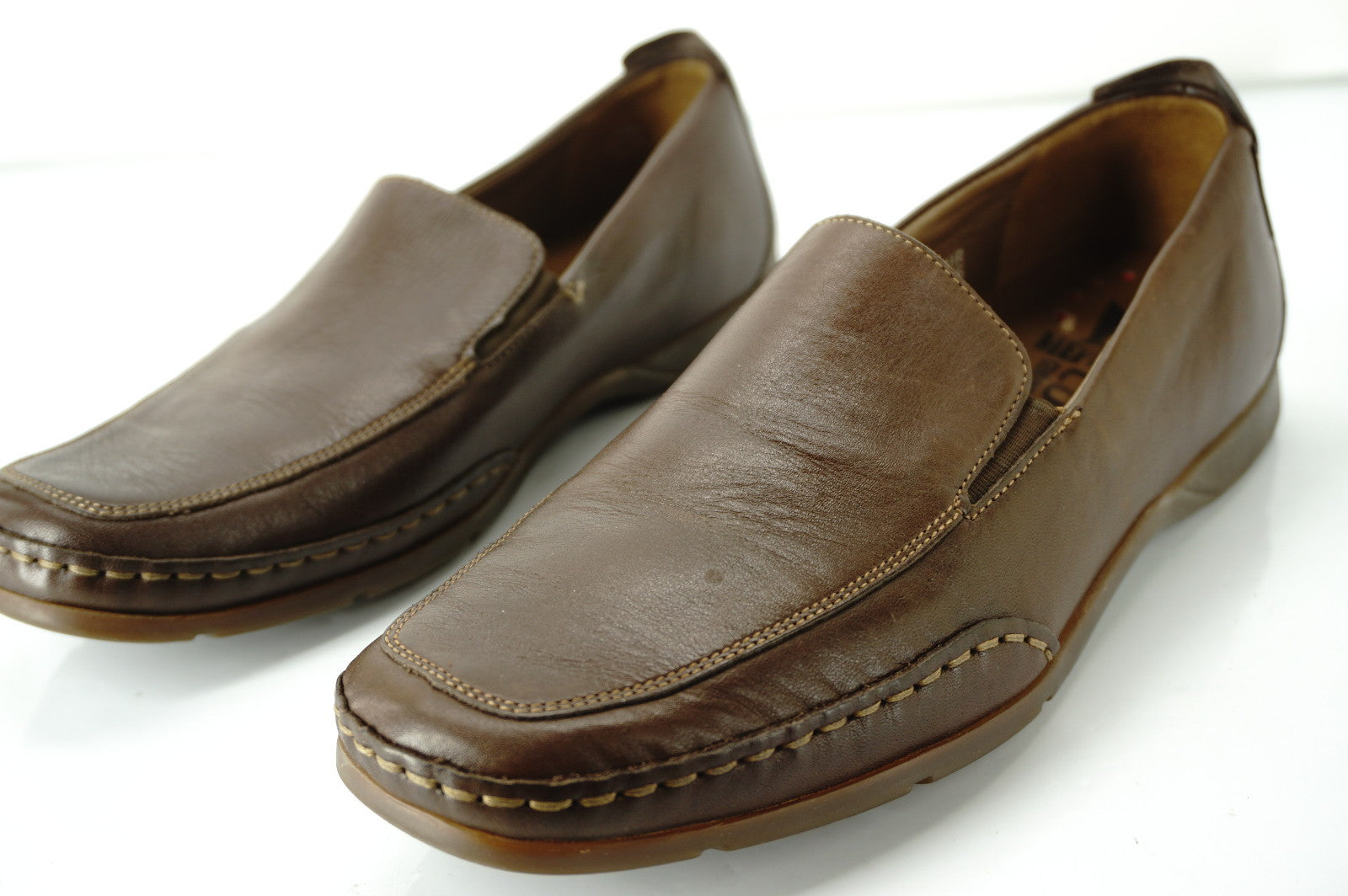 Mephisto Brown Leather Edlef Mens Apron Toe Loafers SZ 8.5 air-jet Comfortable