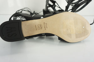 Stuart Weitzman Black Grecian Gladiator Sandals SZ 7 Strappy Knee High $300 New