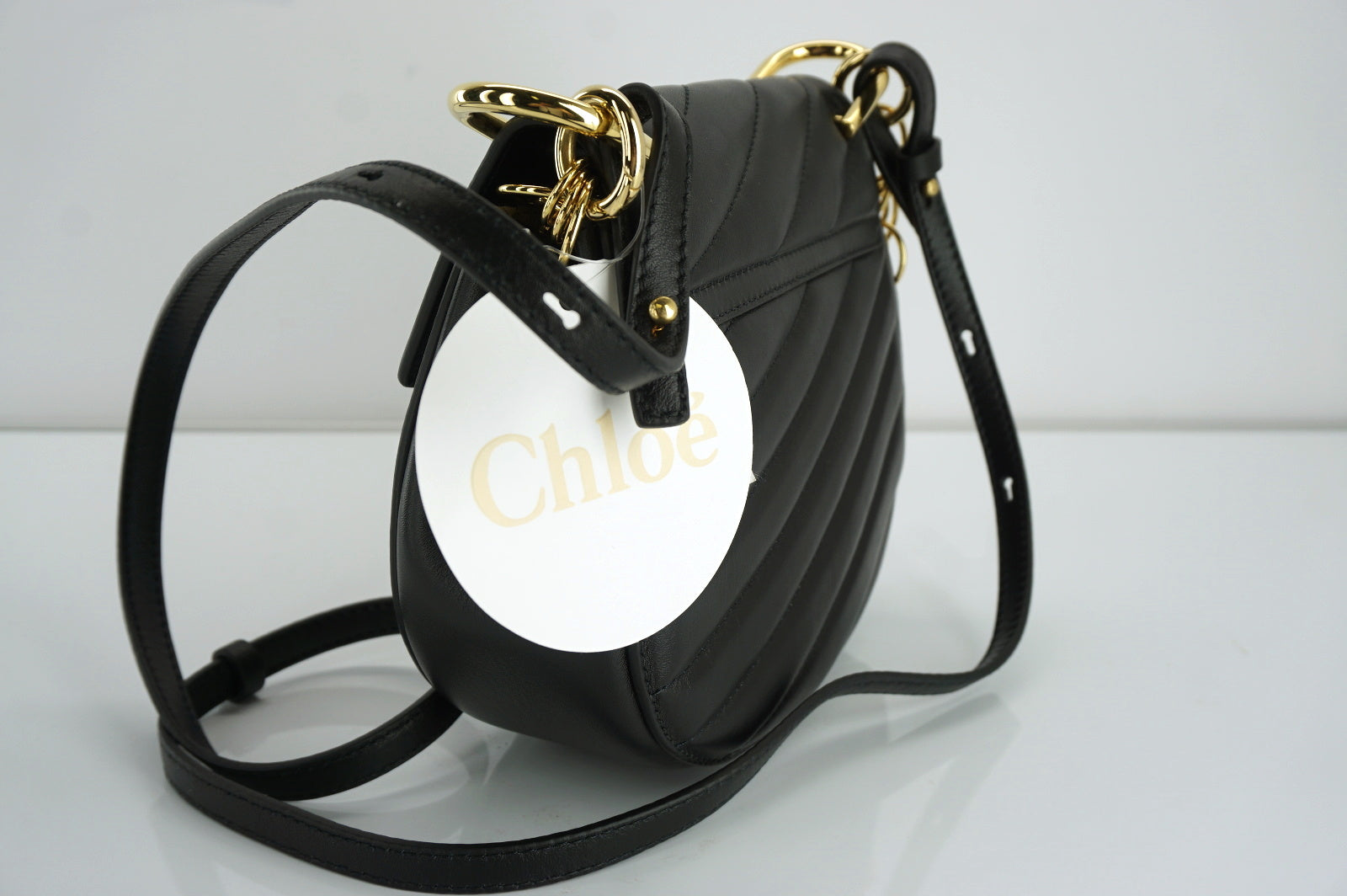 Chloe Black Quilted Leather Mini Drew Bijou Crossbody Gold Chain Bag NWT $1999