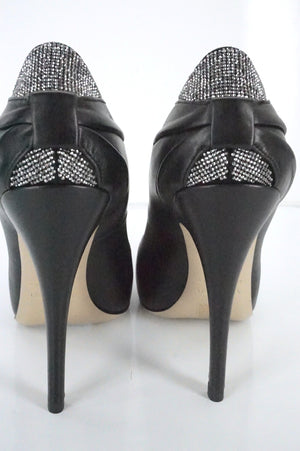 Valentino Black Leather Drape Studded High Heel Pumps Size 36 NIB $745 Women's