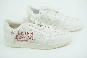 Valentino Garavani Atelier 08 Sun Gallo Eyelet White Low-Top Sneakers Size 38.5