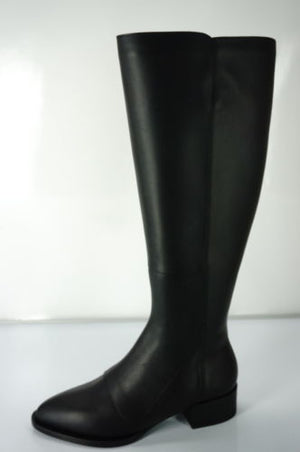 Vince Yilan Black Leather Pointy Toe Riding Boots Size 6 heel $695 slim calf NIB