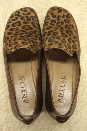 Anyi Lu Leopard Hair Gaby Wedge Heel Loafers Size 6 $375 New Comfortable Work