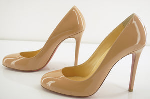 Christian Louboutin Fifille Nude Patent Leather Pumps SZ 39 Simple Round Toe
