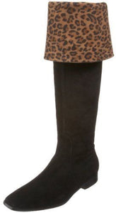 Aquatalia By Marvin K Black Suede Clever Leopard boots Size 6 Weatherproof New