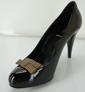 Fendi Black Patent Bow Toe Platform pumps Size 36.5 High Heels New $575 womens