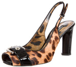Dolce & Gabbana Leopard Pony Hair Slingback Open Toe Pumps Size 36.5 $695