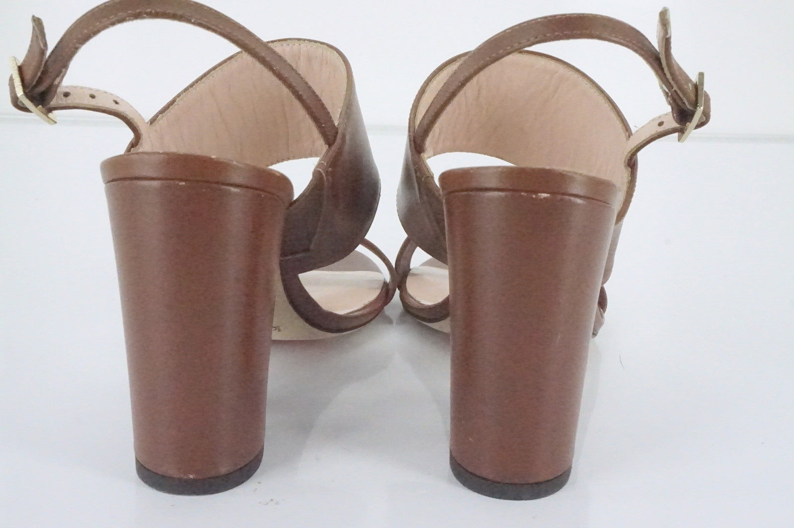 Kate Spade New York Brown Leather Irvine Ankle Strap Sandals Size 5 New Heels Sz