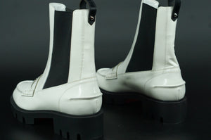 Christian Louboutin Montezu White Ankle Biker Chelsea Boots Size 39.5 New $1695