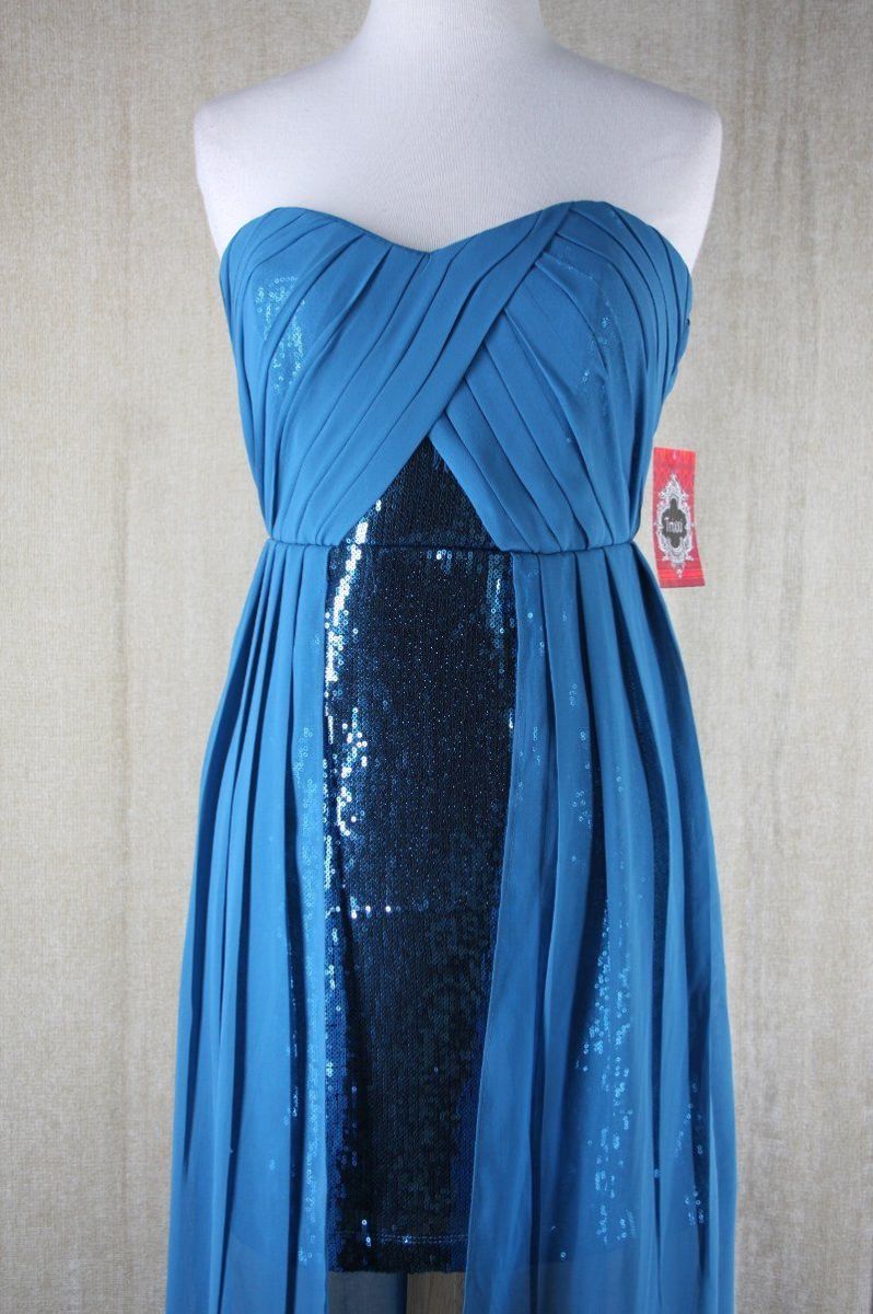 Trixxi Juniors Chiffon Sequin High-Low Hem sleeveless Dress size 3 $88 NWT