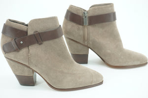 Dolce Vita Haelyn Zip Taupe Suede ankle booties size 6.5 New $199 Harlene Strap