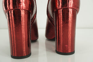 SAINT LAURENT Babies Red Metallic Ankle Boots Size 36.5 NIB YSL $1095 90MM