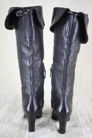 Sam Edelman Black Leather 'Sable' Over the Knee High Heel Boots size 5 New $249