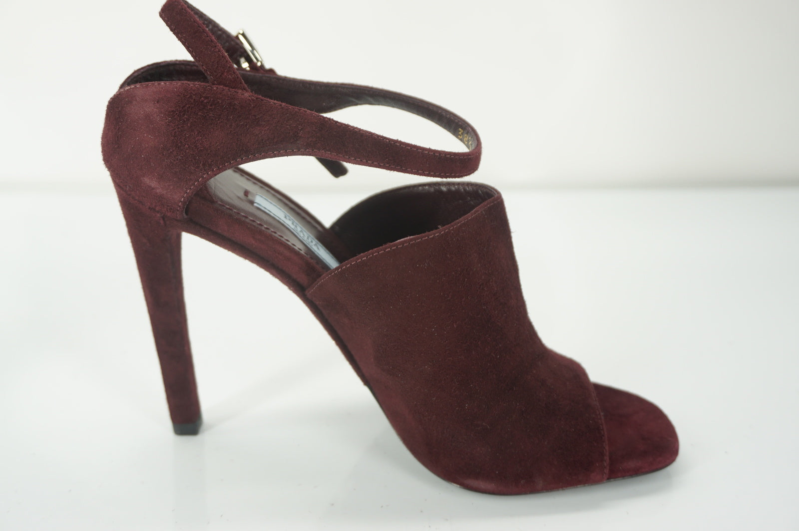 Prada Burgundy Armarnato Suede Ankle-Strap Sandals Size 38.5 New $790