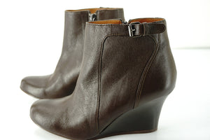 Lanvin Brown Leather Wedge Ankle Booties size 37 New $790