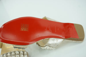 Christian Louboutin Myriadiam Embellished Cork Double-strap Slide Sandals SZ 36