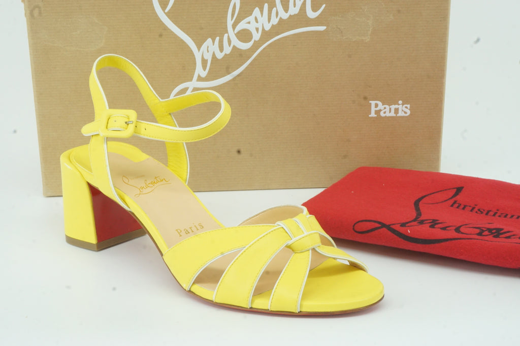 Christian Louboutin Leather Anjalili Leather Sandals SZ 38.5 NIB $945 Yellow