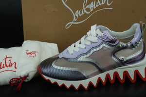 Christian Louboutin Sharkina Flat Mesh Runner Sneaker SZ 37 NIB Spike Lilac $895