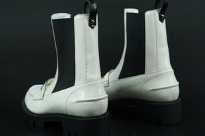 Christian Louboutin Montezu White Ankle Biker Chelsea Boots Size 38.5 New $1695