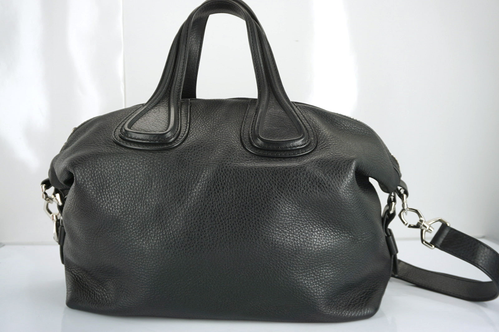 Givenchy Black Leather Nightengale Medium Waxy Satchel Shoulder Bag $2450 New