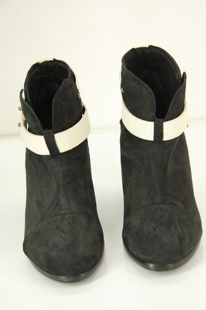 Rag & Bone Harrow Black Suede Ankle Boots SZ 37.5 New Bi-Color $495