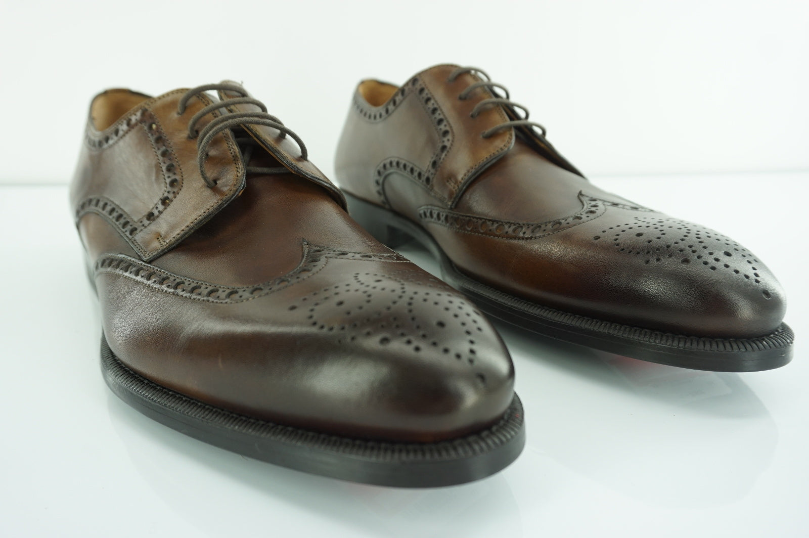 Magnanni Brown Leather Bosca Wingtip Oxfords Dress Shoes size 12 New $395 Men's