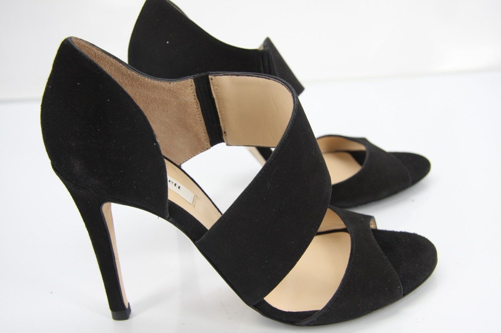 LK Bennett Black Suede Agnes Ankle Strap Sandals size 37 High Heels $395 UK Sz