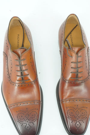 Magnanni Galen Brogue Perforated Toe Oxford Derby Dress Shoes Size 12 Brown $395