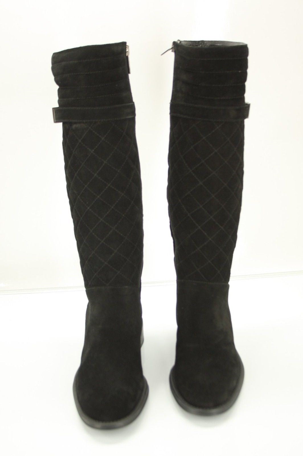 Aquatalia by Marvin K Black Suede Unveil Quilted Riding Boot Size 6.5 NIB Italy