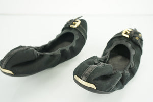 Burberry Womens Thompson Ballet Flat Black Leather Size 36