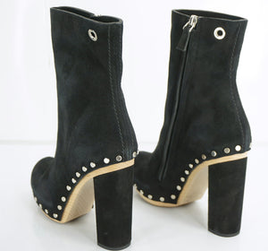 Proenza Schouler Studs Black Suede Platform Ankle Boots Size 35 Heels NIB $1050