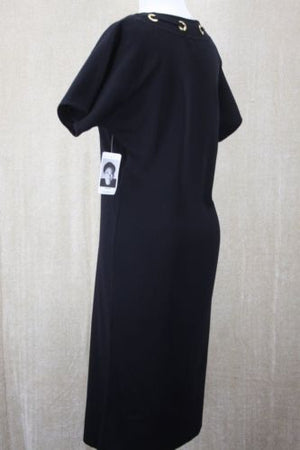 Exclusively Misook Black Knit Dress Size XS Acrylic Knit $370 Short Sleeve