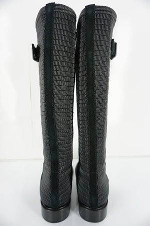 Aquatalia Black Suede Gael Stretch Back Knee High Riding Boots Size 7 $595