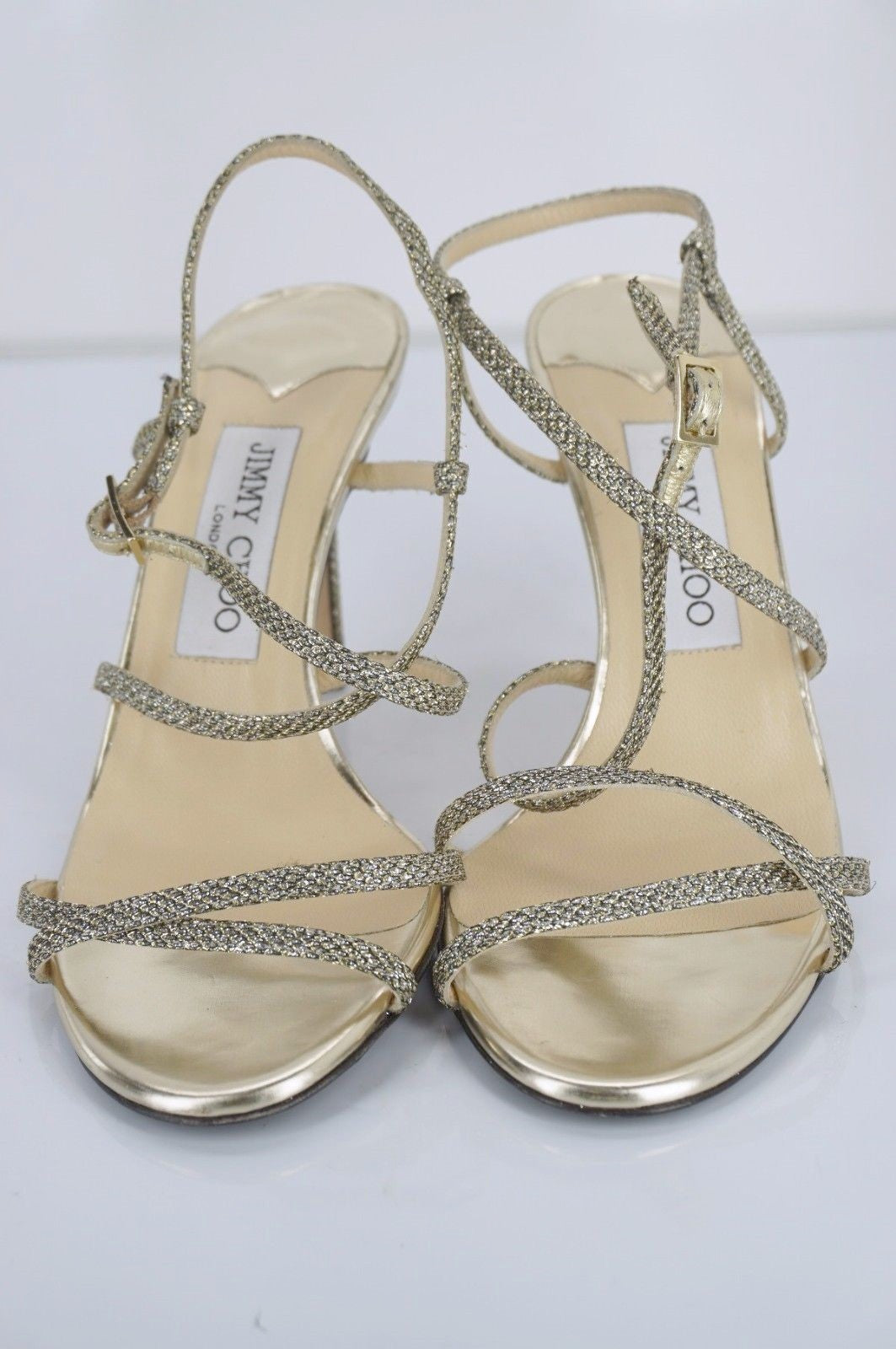 Jimmy Choo Womens Elaine Sandal Gold Glitter Size 36.5