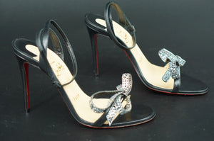 Christian Louboutin Jewel Queen 100 crystal bow leather Sandals SZ 36.5 $1095