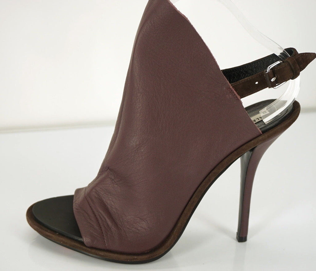 Balenciaga Burgundy Glove Slingback Open Toe Slide Sandals size 41 11 New $735