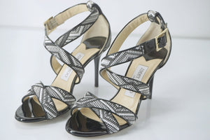 Jimmy Choo Louise Chevron Striped Ankle Strappy Sandals SZ 35.5 New Heels $750