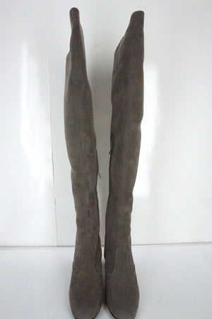 Saint Laurent Grey Suede Babies Over the Knee Boots Size 35 OTK NIB $1495