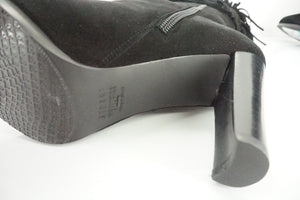Stuart Weitzman Black Suede Fringie Knee High Heel Boots size 6 NIB $855 Fringe