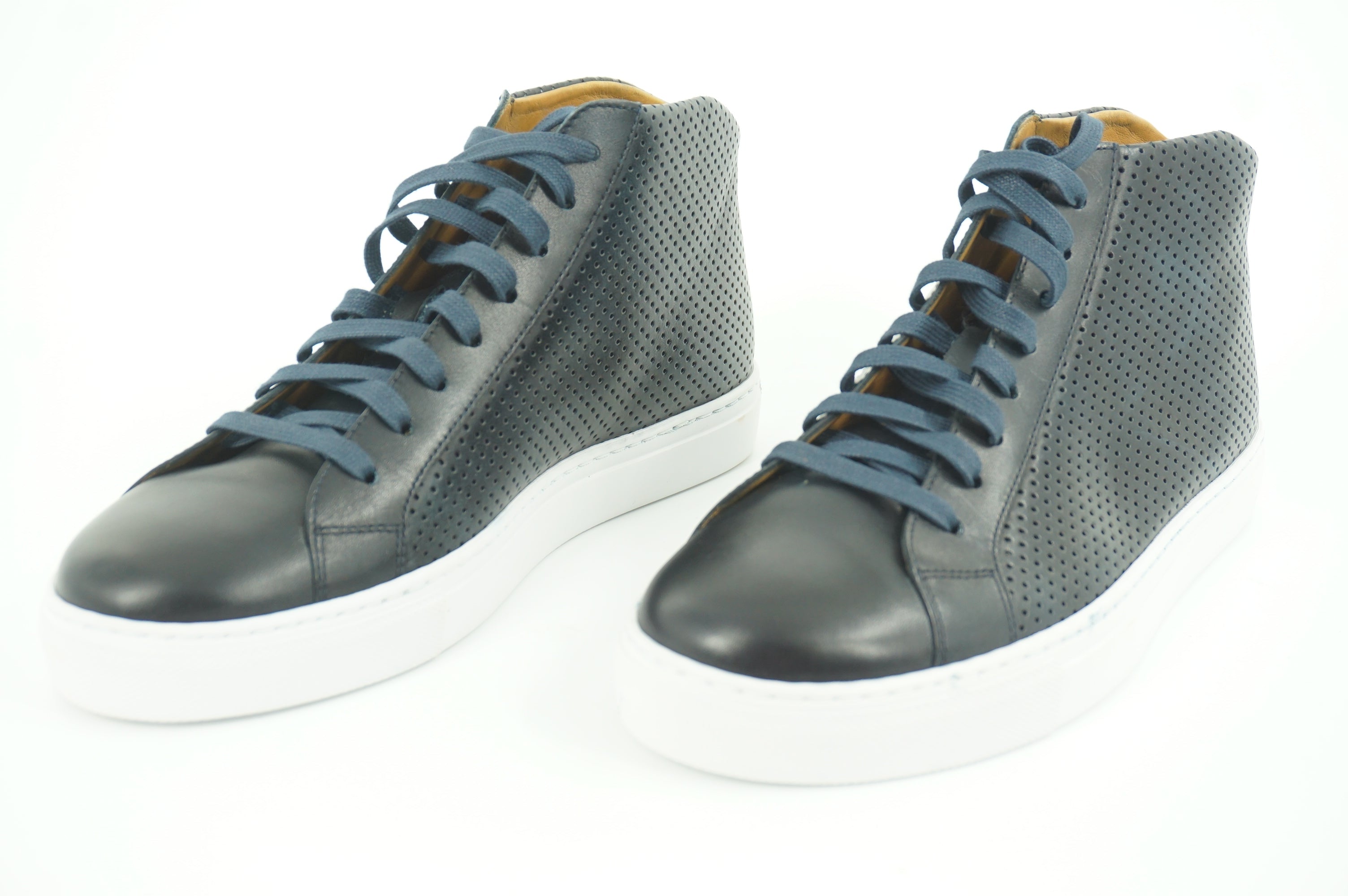 Magnanni Mack Blue Perforate Leather Lace Up D Sneaker SZ 9.5 NIB $335 High Top
