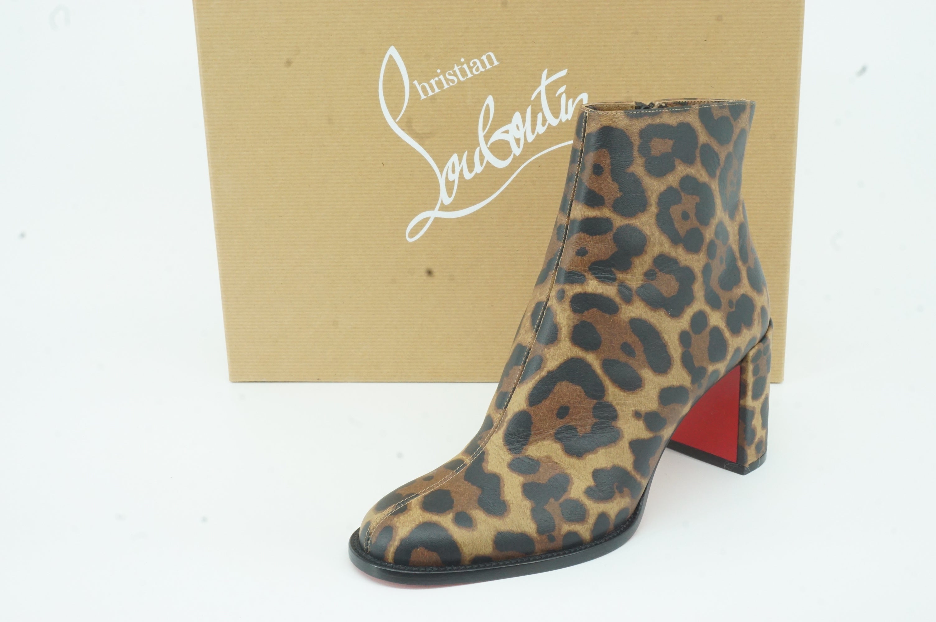 Christian Louboutin Adoxa 70 Ankle Bootie Size 37 NIB $1245 Leopard red bottom