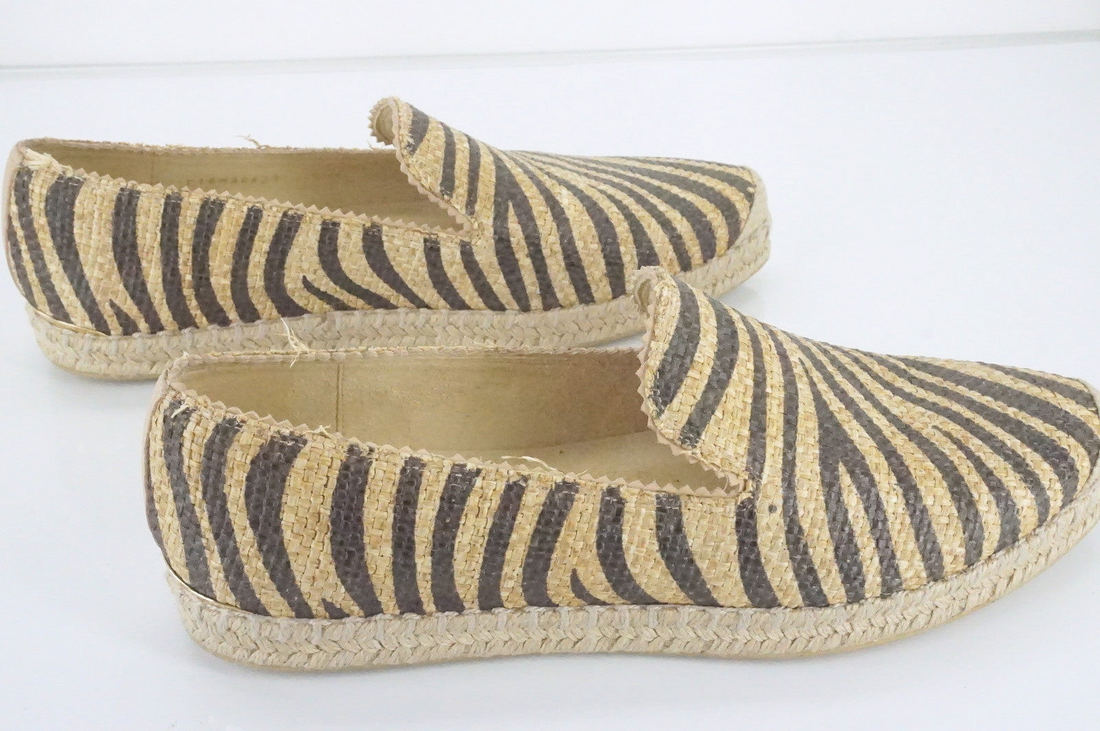 Stuart Weitzman Catalan Striped Espadrille Flat Loafers size 9.5 New $265 SZ Toe