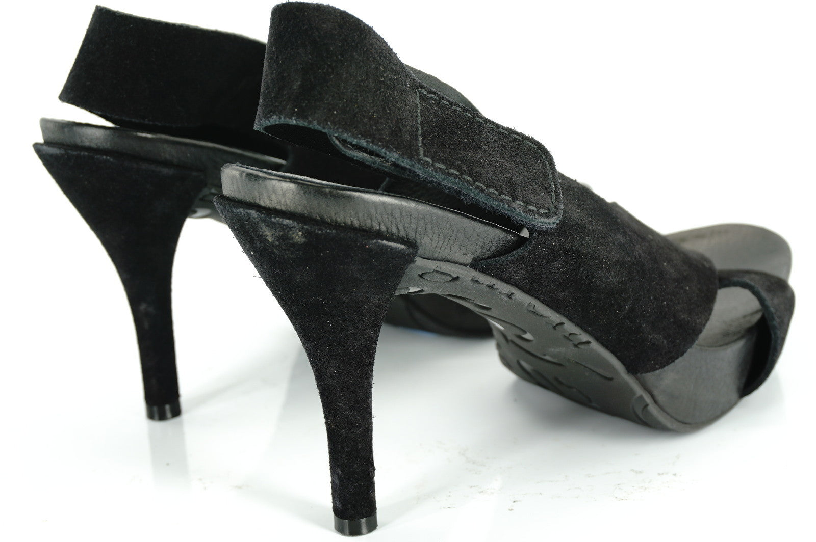 Pedro Garcia Black Suede 'Libby' Slingback Platform Sandals Size 38.5 New $480