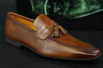 Magnanni Kamato Tassel Loafers SZ 12 Tobaco brown Leather $350 Slip On NIB