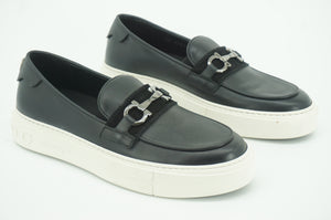 Salvatore Ferragamo Saturday Black leather gancini bit Sneaker SZ 7 D Shoes $595