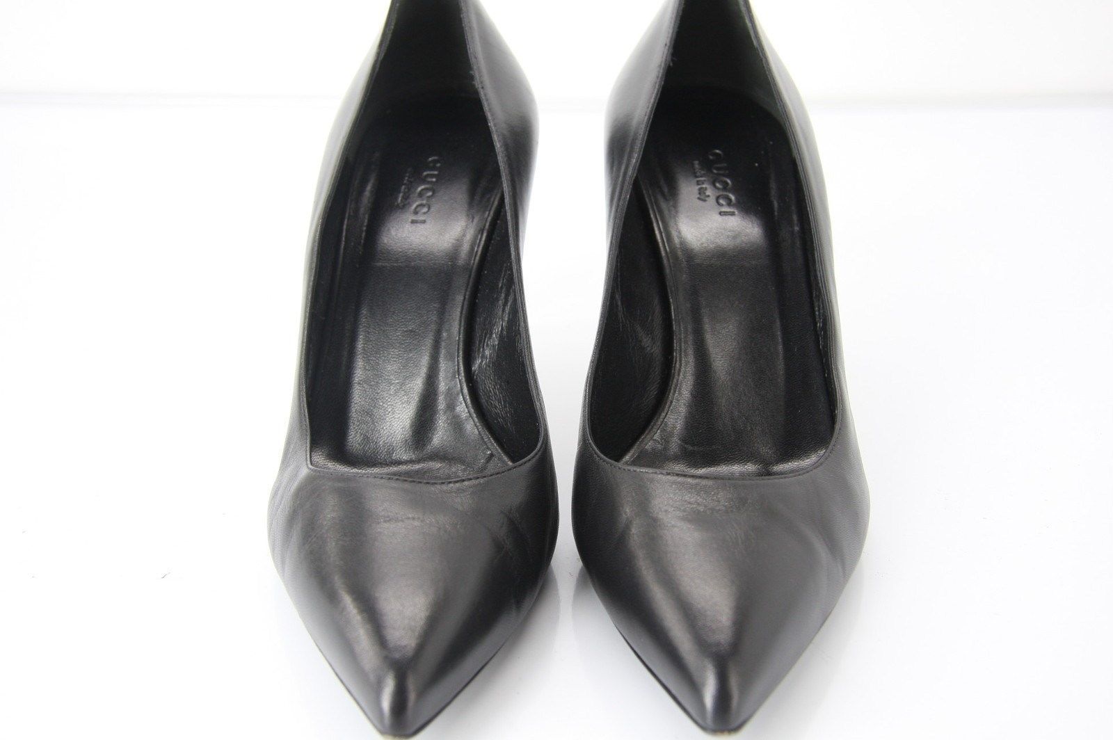 Gucci Black Leather 'Brooke' Pointed Toe High Heel Pumps Size 38.5 New $635